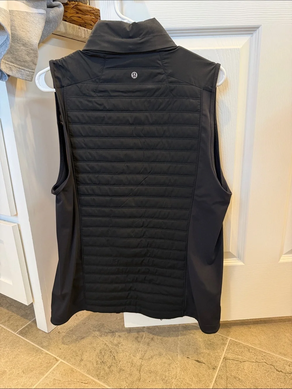 lululemon athletica Black Quilted Vest with Olive Lining